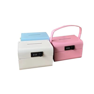 A Storage Iron Box with a Handle for Passwords, a Portable Metal Box for Jewelry and Coins with a Key