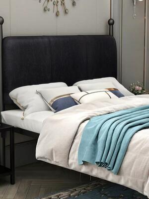 Modern French Style Metal Bed with Upholstered Headboard for Elegant Bedroom Furniture
