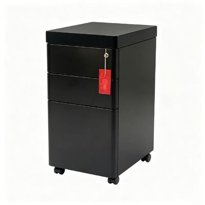 3 Drawer Mobile Pedestal Cabinet with Padded Top for Office Use